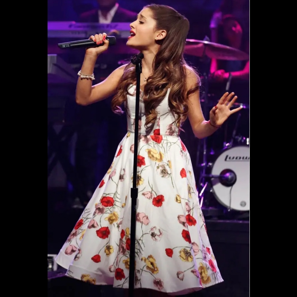 Lands' End Floral Cotton Surplice Wrap Fit and Flare Dress White Red Size 10